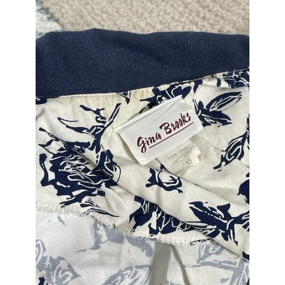 Vintage 80s Midi Shirt Dress Navy Floral Old Money Natutical Cottagecore Prep 12 - Picture 12 of 16